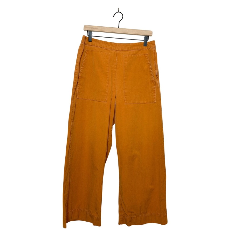 Wassio Womens Mustard Orange High Waist Wide Leg Pants 10